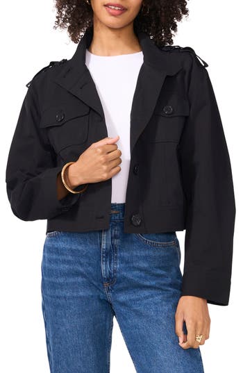 Vince Camuto Water Resistant Cotton Blend Crop Trench Coat