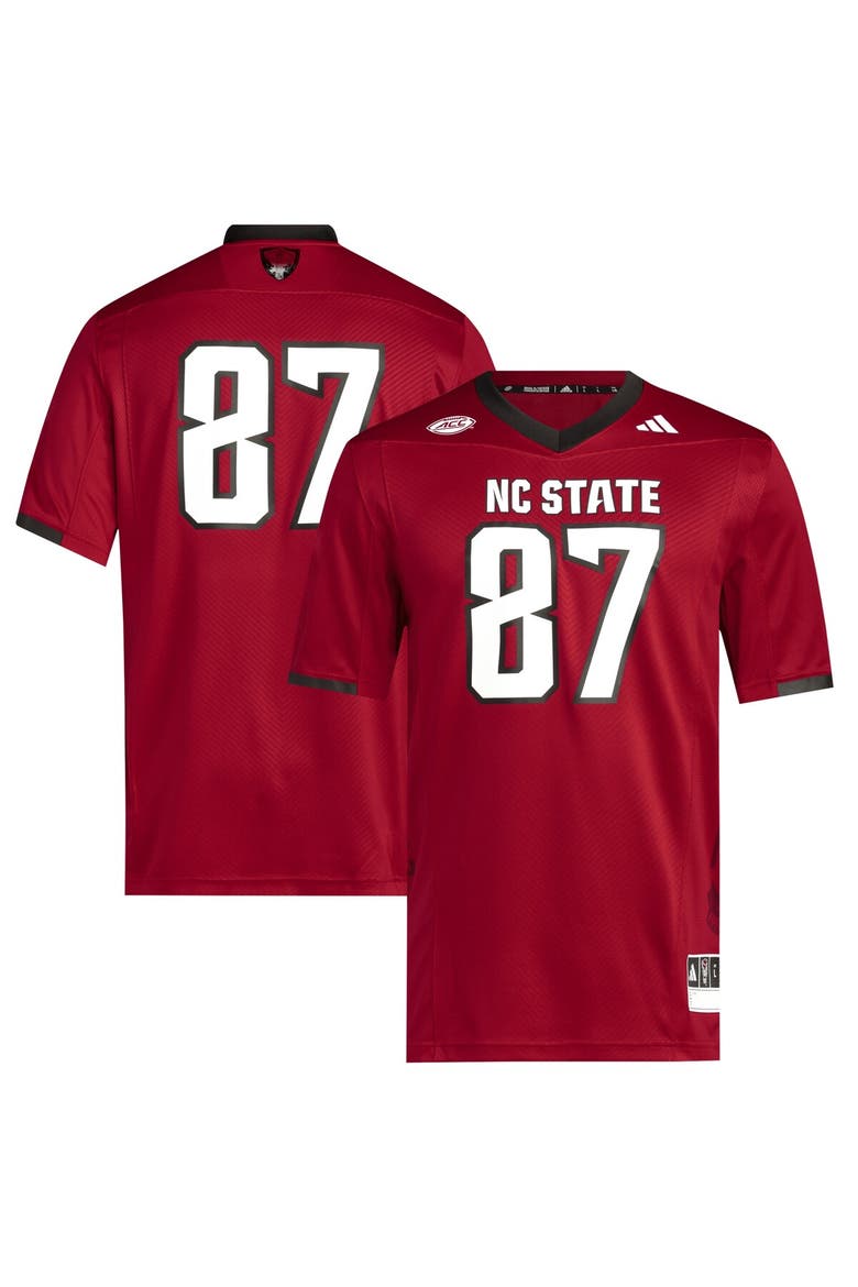 Men's adidas #87 Red NC State Wolfpack Premier Jersey, Main, color, Red