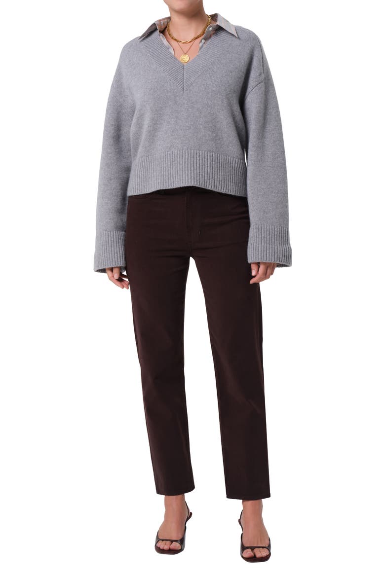 Caia High Waist Ankle Straight Leg Jeans, Alternate, color, BARRISTER DARK BROWN