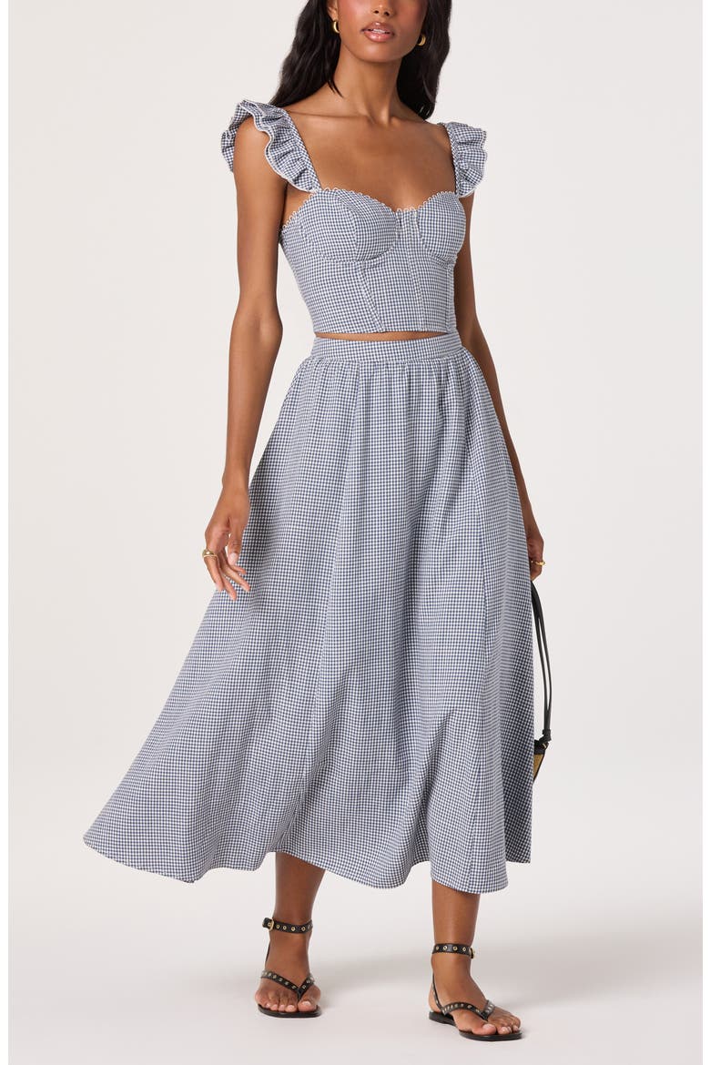 Wedelia Floral Lace-Up Crop Top, Alternate, color, BLUE GINGHAM