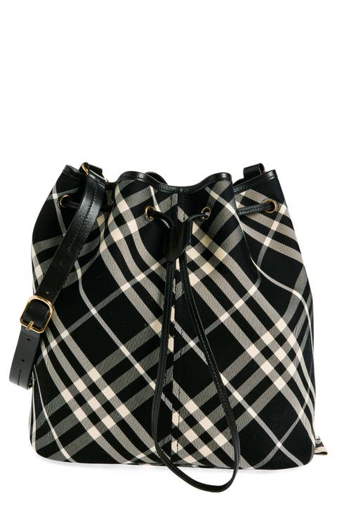 Medium Twill Drawstring Bucket Handbag