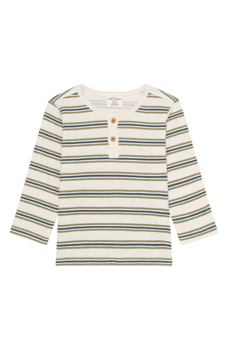 PL Baby by Petit Lem T-Shirt, Joggers, Puffer Vest & Beanie Set, Alternate, color, Blue Stripes