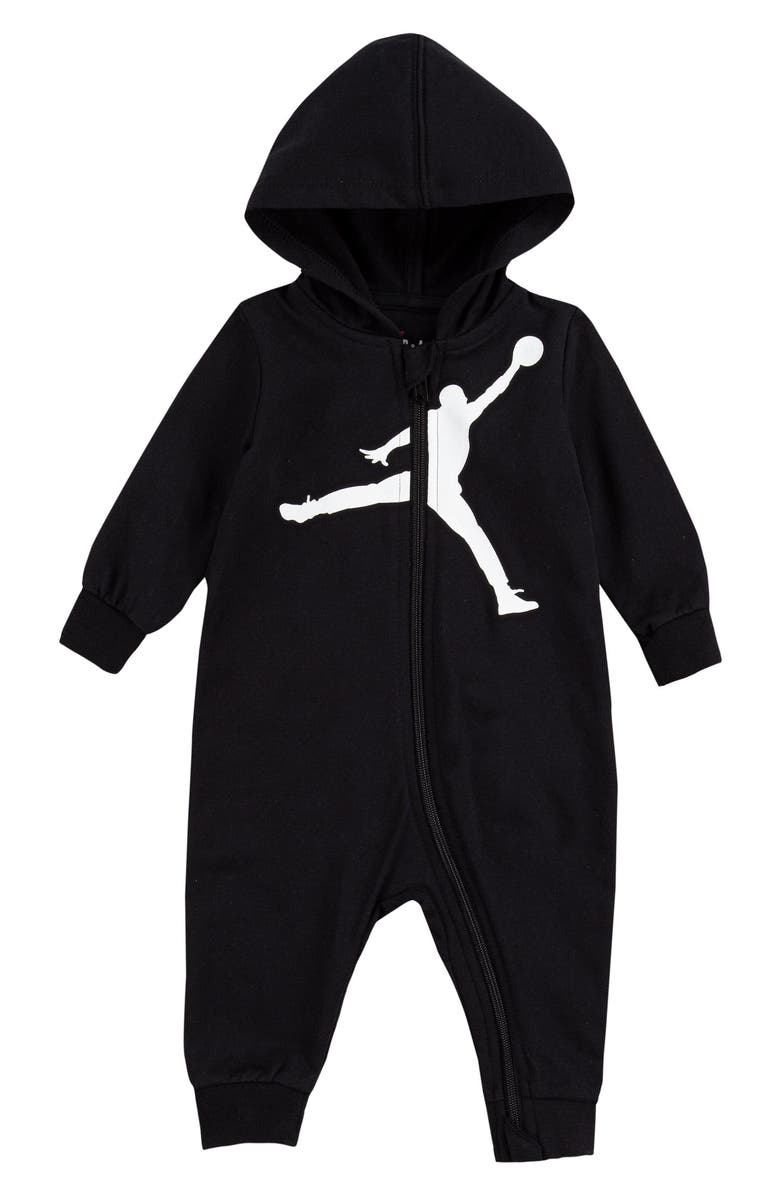 Jordan Jumpman Hooded Cotton Blend Romper, Main, color, 