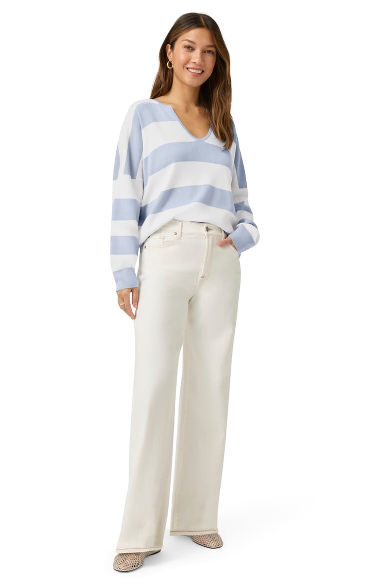 Veronica Stripe Sweater, Alternate, color, WHITE/ SEAPORT