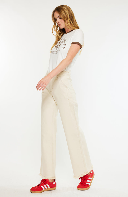 Kancan Grace High Rise Wide Jeans In White