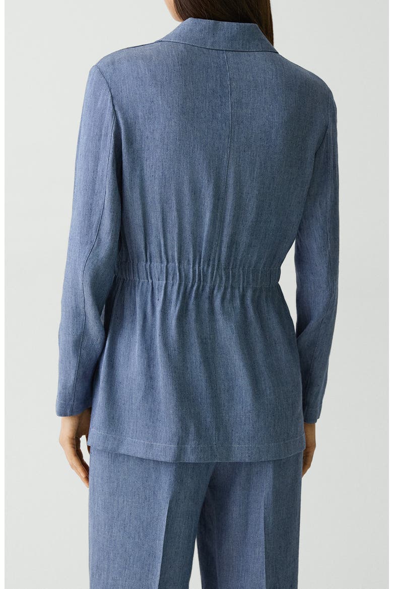 Denim Pattern Cinched Waist Linen Blend Jacket, Alternate, color, LIGHT DENM