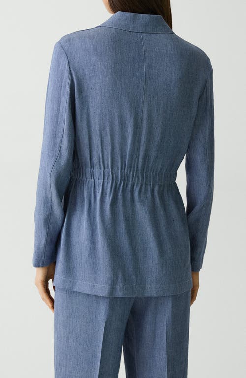 Theory Denim Pattern Cinched Waist Linen Blend Jacket