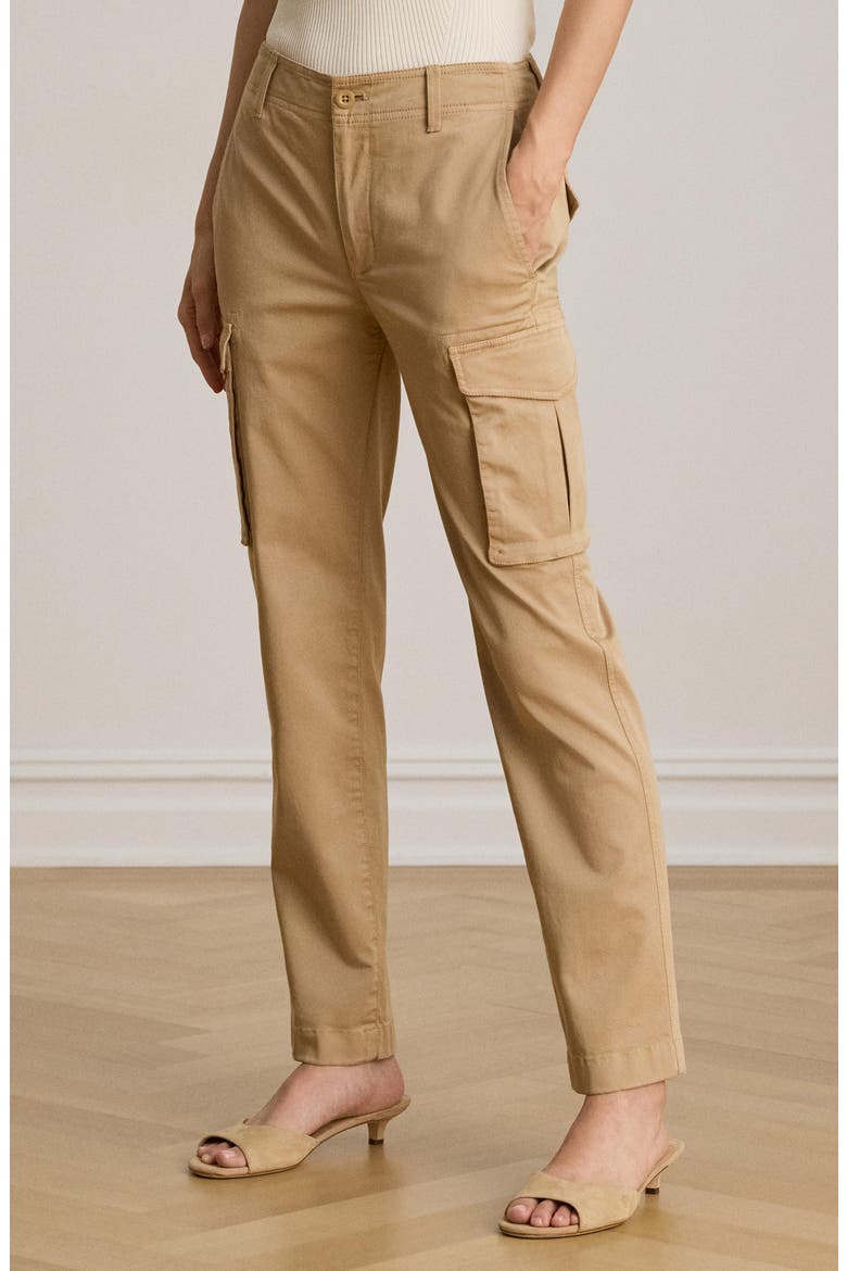 Refined Stretch Chino Cropped Cargo Pants, Alternate, color, BEIGE
