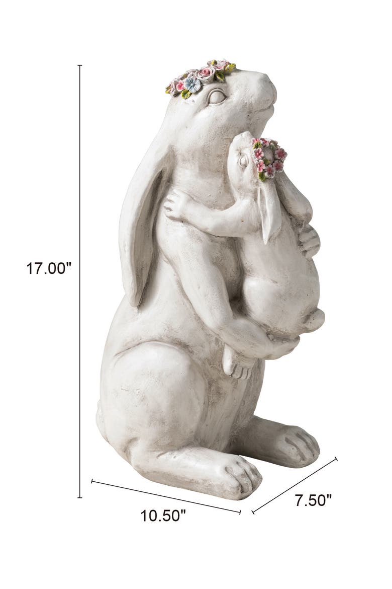 17"H MGO Hugging Mom and Baby Rabbit Statue, Alternate, color, White