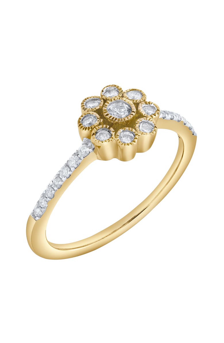 LuvMyJewelry Whispered Petals 0.30 Ct Natural Diamond Floral 10K Gold Ring, Alternate, color, 10K Yellow Gold