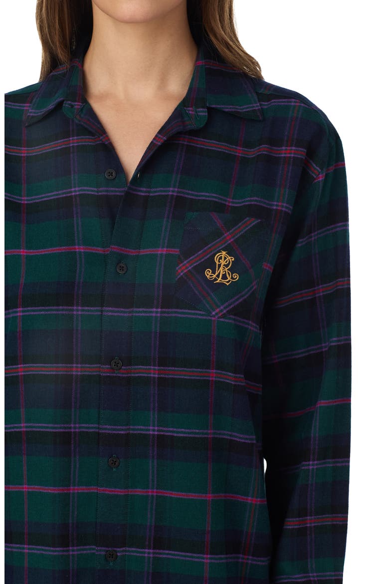Plaid Long Sleeve His Shirt Sleep Shirt, Alternate, color, GREEN PLAID