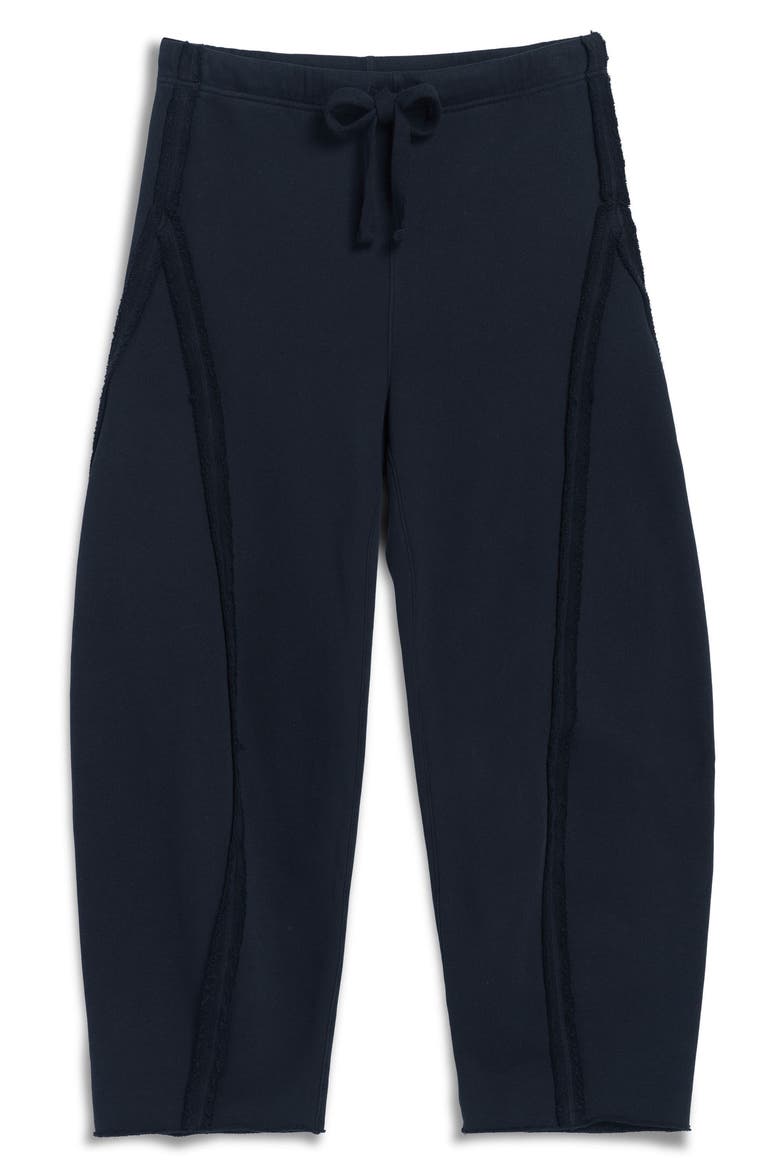 Bibi Barrel Leg Cotton Fleece Sweatpants, Main, color, BRITISH ROYAL NAVY