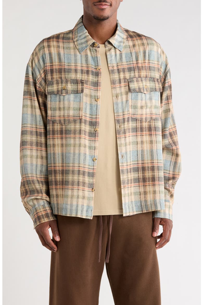 Cody Plaid Flannel Button-Up Shirt, Main, color, BEIGE/ GREY MULTI