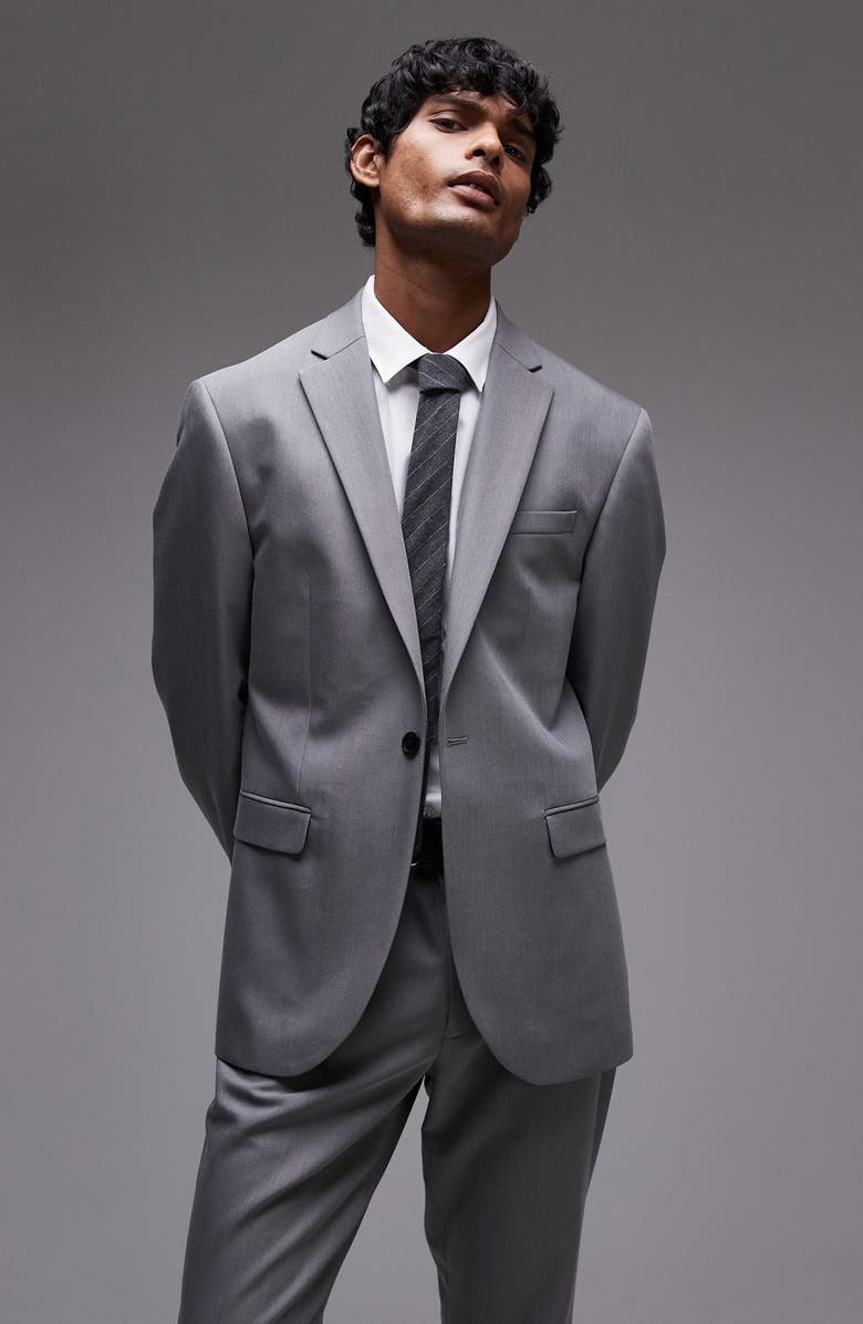 Topman Slim Fit Grey Stretch Suit Jacket, Main, color, Grey