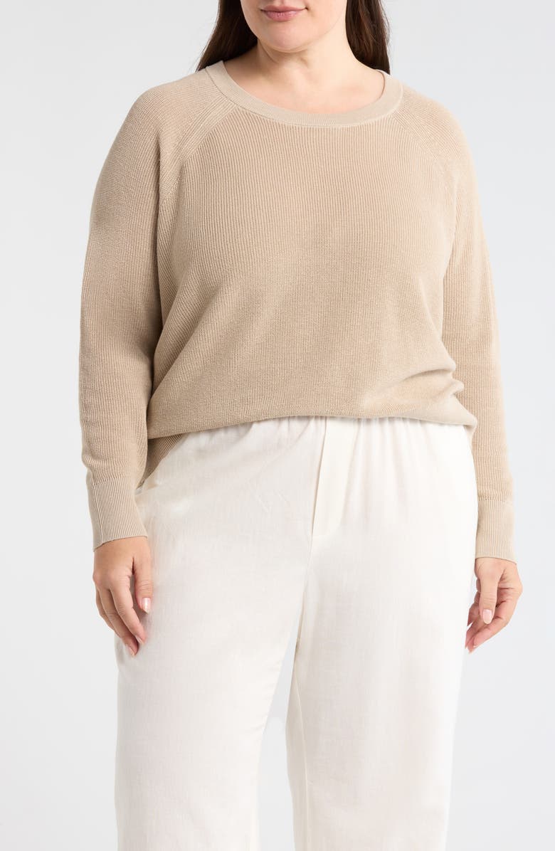 Eileen Fisher Organic Linen & Cotton Blend Crewneck Sweater, Main, color, Undyed Natural