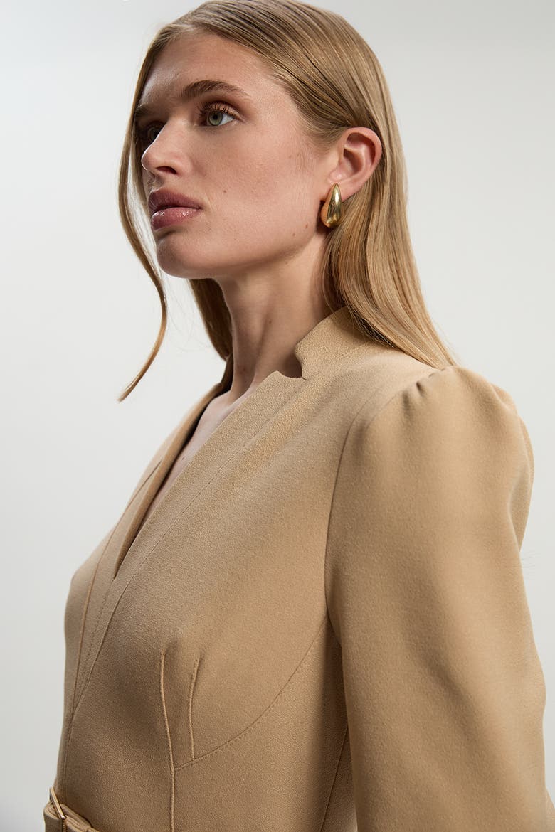 3/4 Sleeve Belted Midi Dress, Alternate, color, Camel