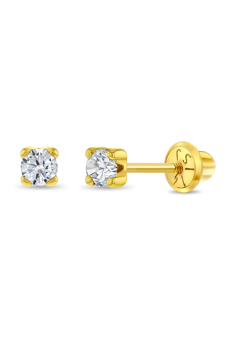 14k Prong Set Diamond Little Earrings, Main, color, Gold