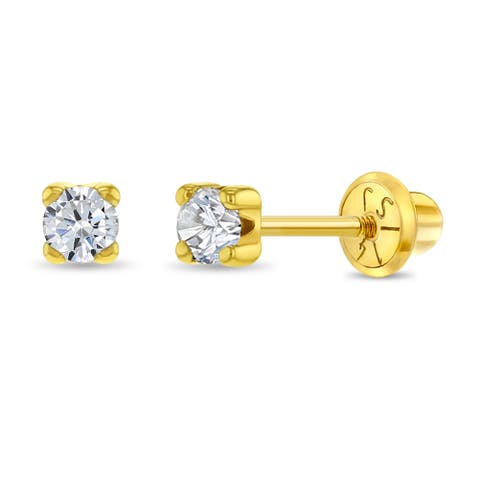 14k Prong Set Diamond Little Earrings
