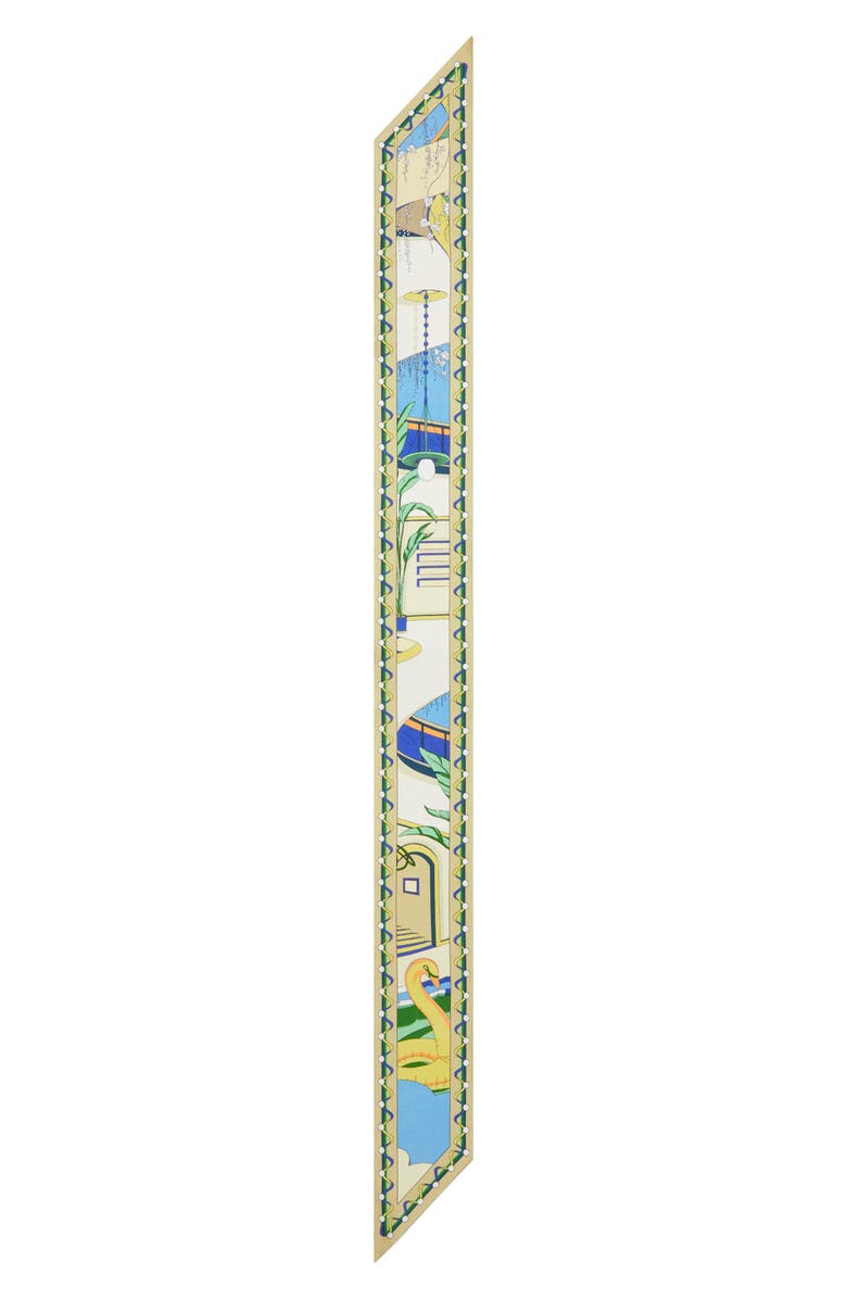 Tory Burch The Pool Skinny Silk Scarf, Alternate, color, The Pool Ribbon Tie Blue