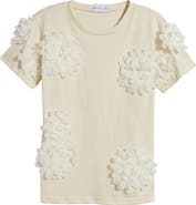 NIKKI LUND Celine Flower Appliqué Top