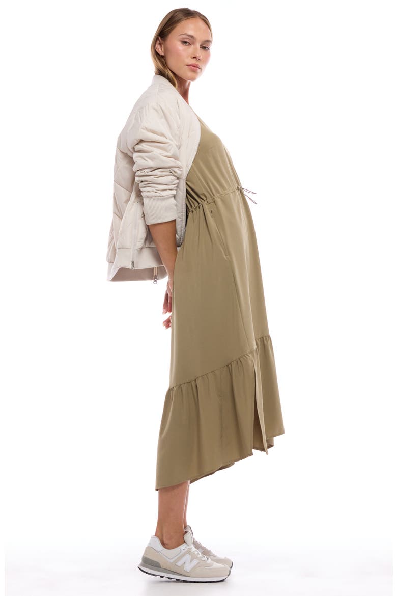 Pursuit Tiered Midi Dress, Alternate, color, OLIVE COVERT
