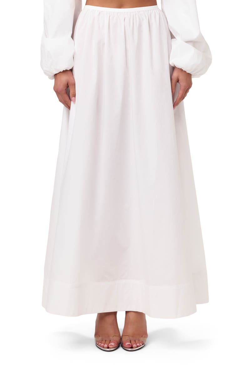 Naked Wardrobe Shirting Flare Maxi Skirt, Main, color, White