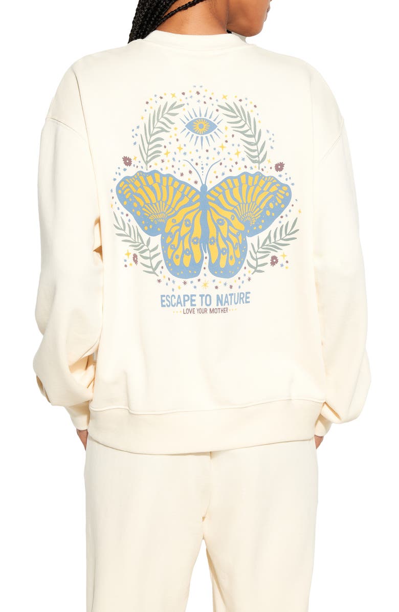 Spiritual Gangster 222 Nature La Brea Butterfly Cotton Graphic Sweatshirt, Alternate, color, Canvas