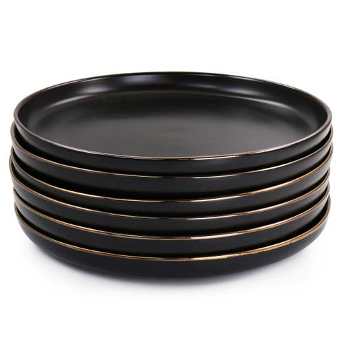 Elama Paul 6 Piece Stoneware Dinner Plate Set In Black