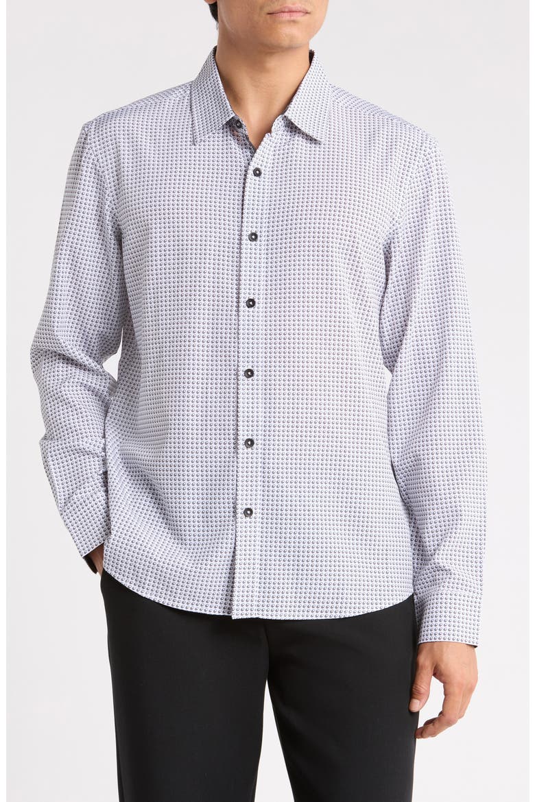 Micro Print Button-Up Shirt, Main, color, WHITE