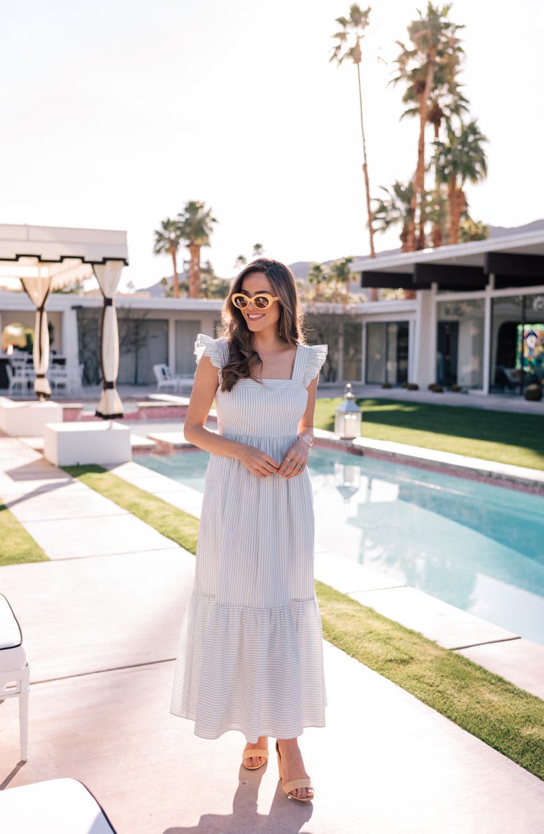 Gal Meets Glam Collection Jasmine Stripe Square Neck Maxi Sundress, Alternate, color, 