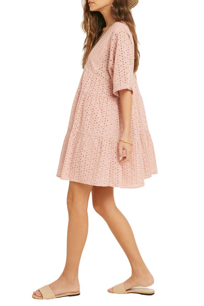 Eyelet Short Sleeve Dress, Alternate, color, BLUSH
