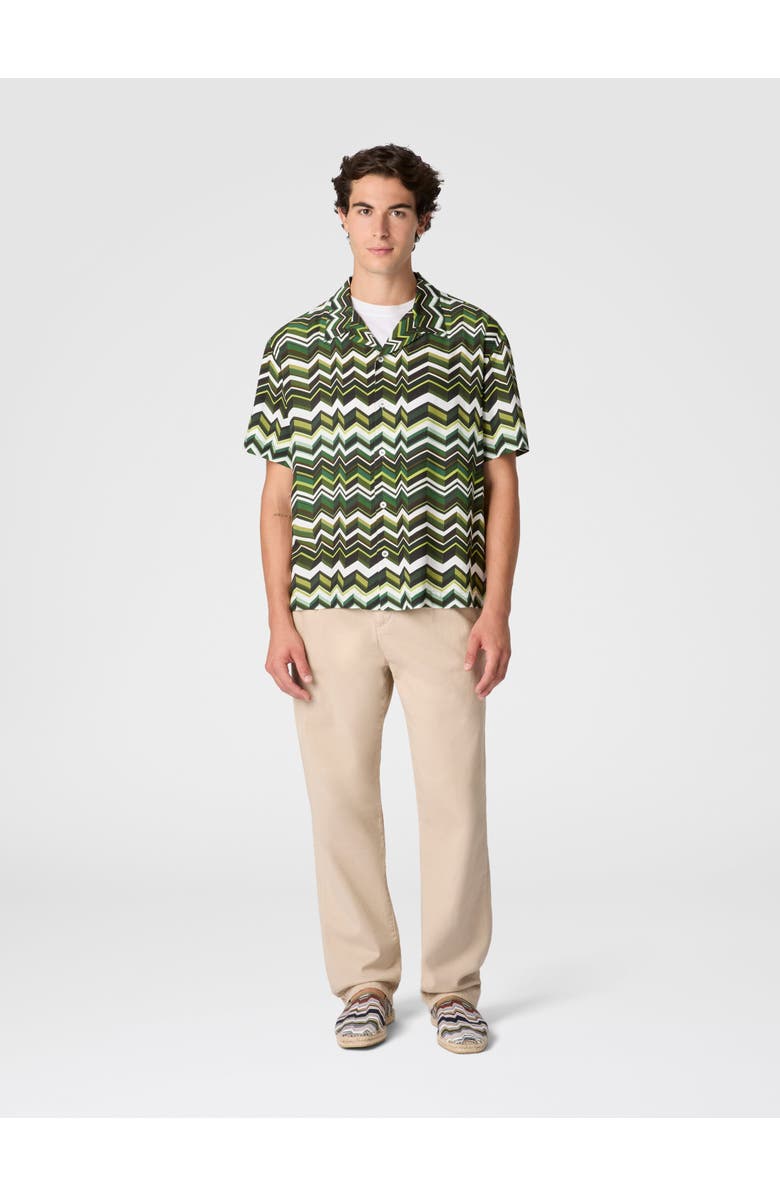 UM Bowling Shirt In Viscose With Zigzag Print, Alternate, color, Green