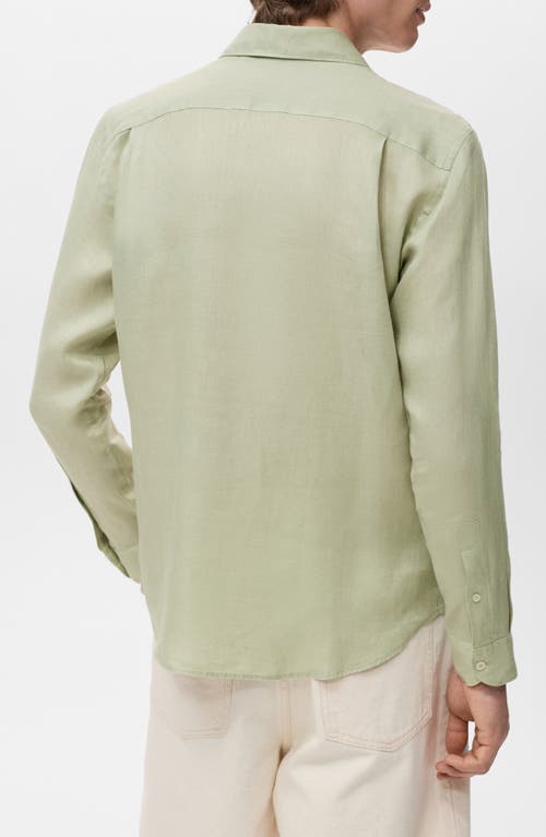 Mango Classic Fit Linen Button-up Shirt In Green