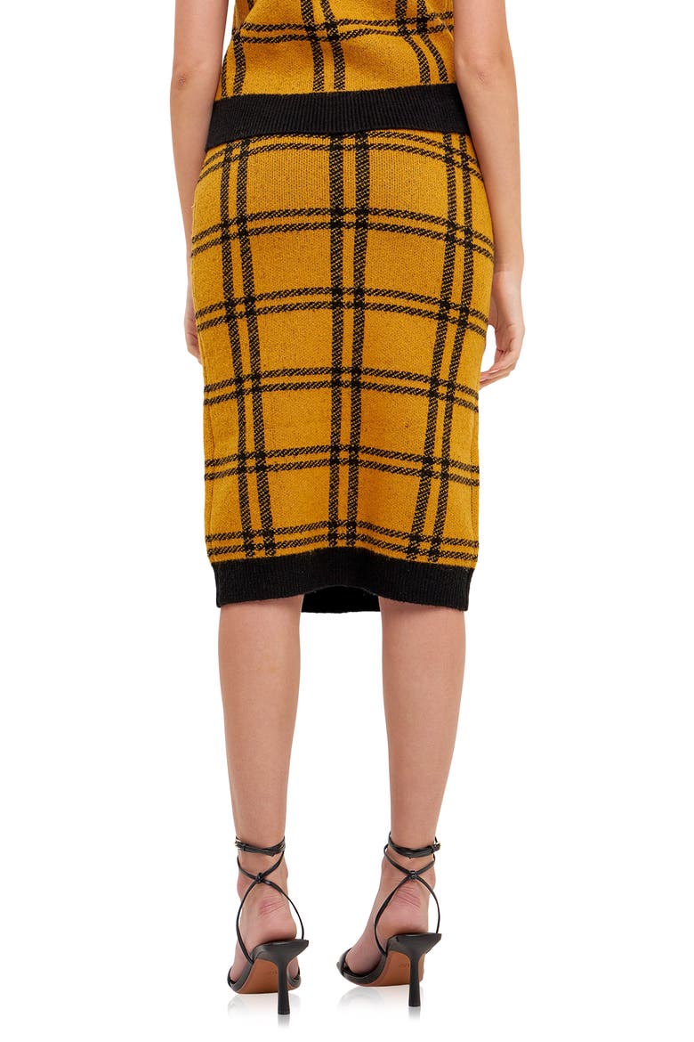 Plaid Double Knit Midi Pencil Skirt, Alternate, color, YELLOW/ BLACK