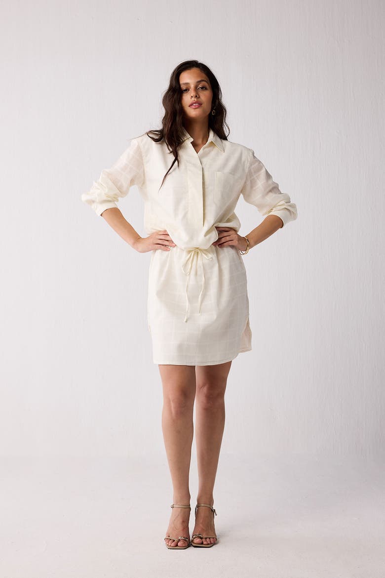 Oversized Shirt Dress with Drawstring, Alternate, color, Off-White