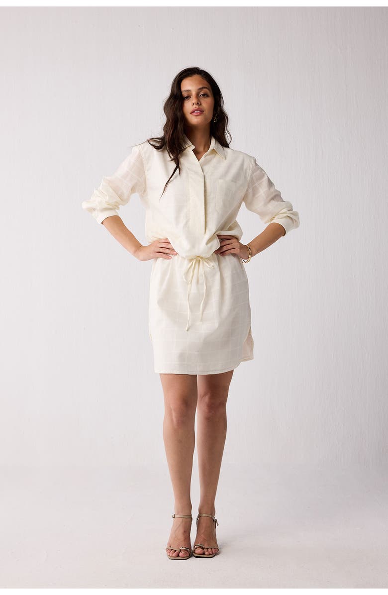 Reistor Oversized Shirt Dress with Drawstring, Alternate, color, Off White