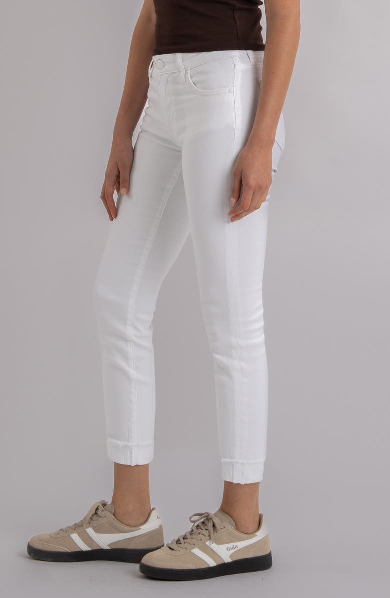 KUT from the Kloth Amy Frayed Mid Rise Crop Slim Straight Leg Jeans, Alternate, color, Optic White