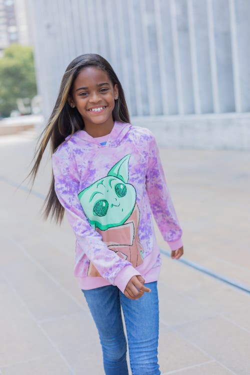 Star Wars Baby Yoda The Mandalorian Pullover Hoodie In Pink