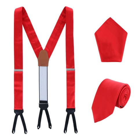 Sutton Solid Color Silk Brace Necktie and Pocket Square Set