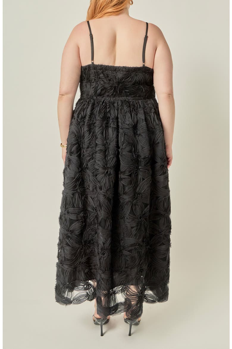 Flower Embellished Midi Dress, Alternate, color, BLACK