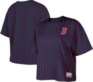New Era Women's New Era Navy Boston Red Sox Boxy Pinstripe T-Shirt