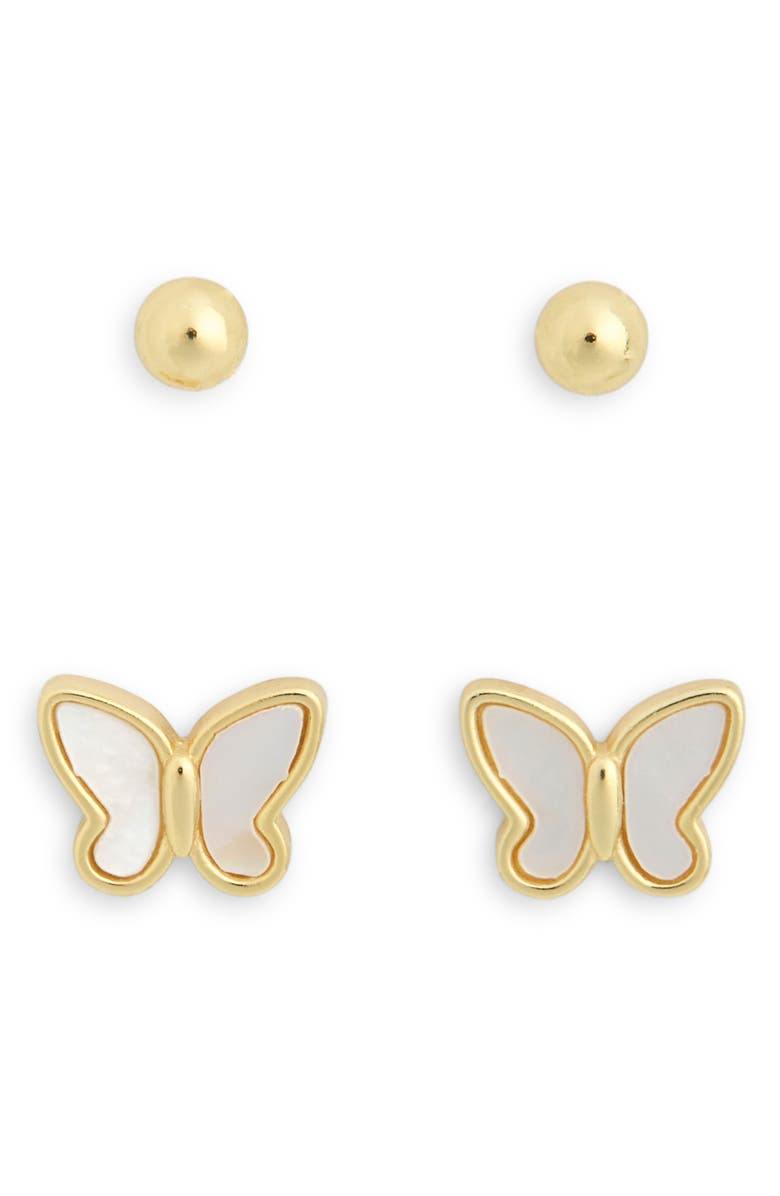 ARGENTO VIVO Set of 2 Mother-of-Pearl Butterfly & Ball Stud Earrings, Main, color,