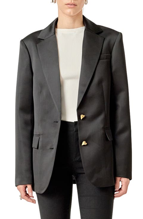 Heart Detailed Satin Blazer
