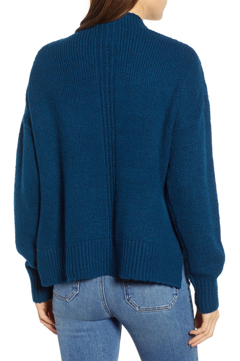 Fuzzy Side Slit Sweater, Alternate, color, BLUE AURORA