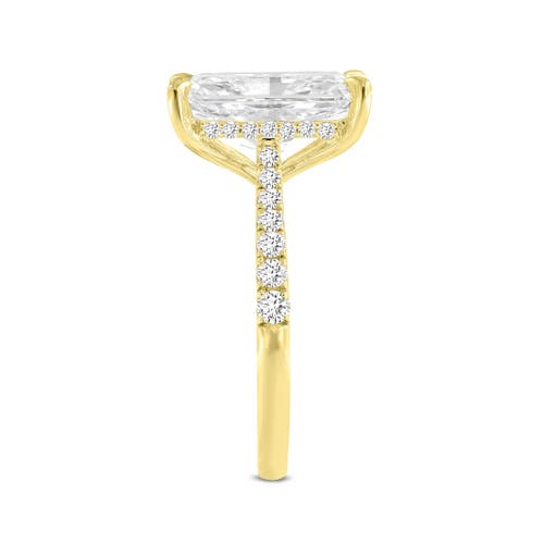 Luvmyjewelry Bayan 14k Yellow Gold Radiant Cut Lab Grown Diamond Hidden Halo Engagement Ring