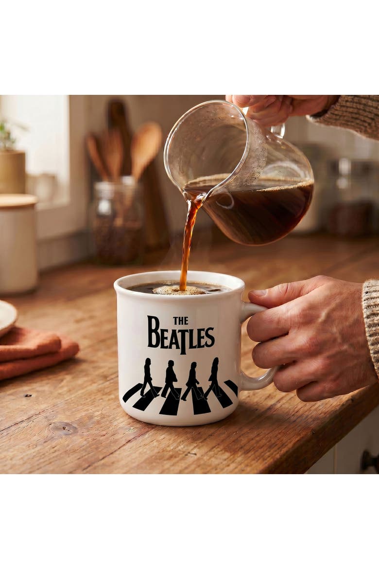20 oz The Beatles Abbey Road Walk Ceramic Camper Mug, Alternate, color, White
