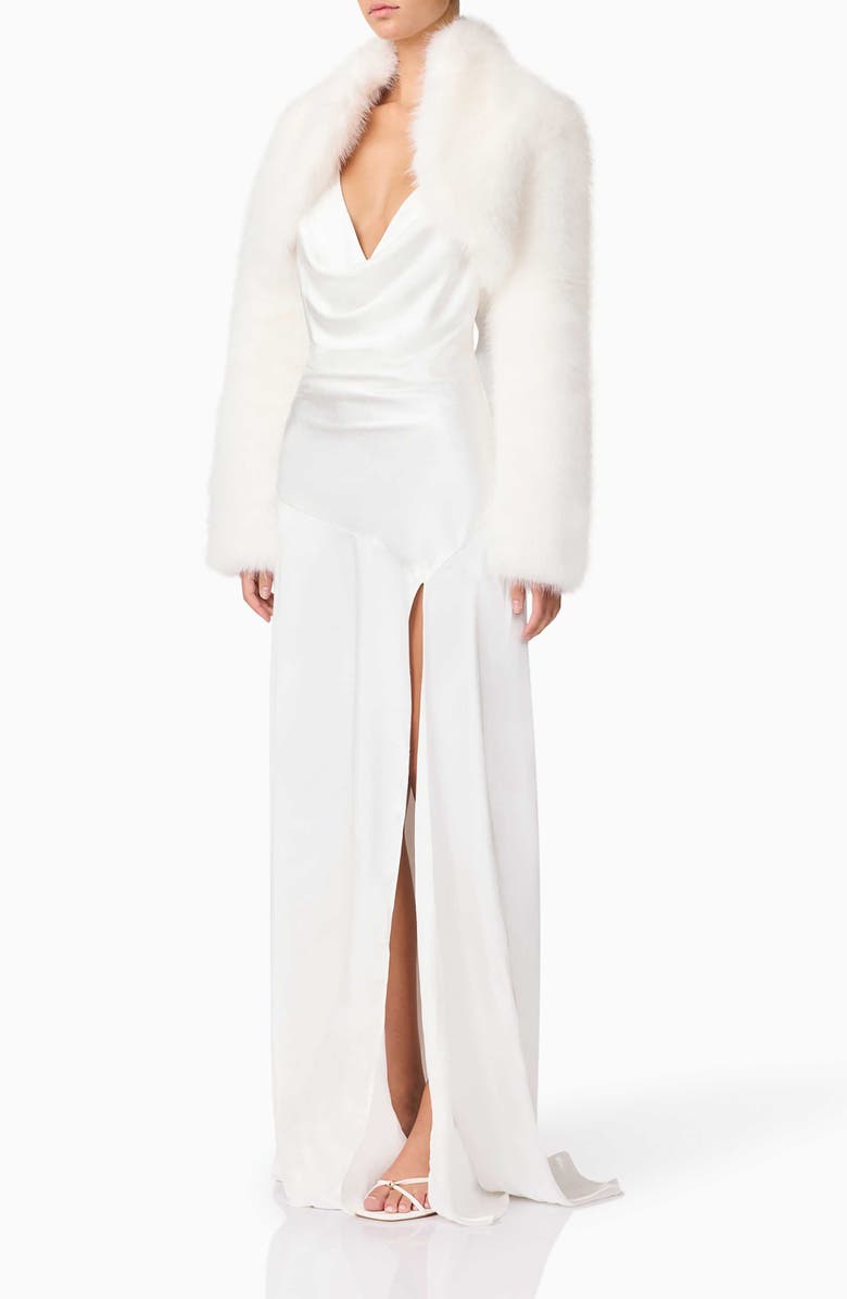 Elliatt Lucyna Faux Fur Shrug, Alternate, color, White