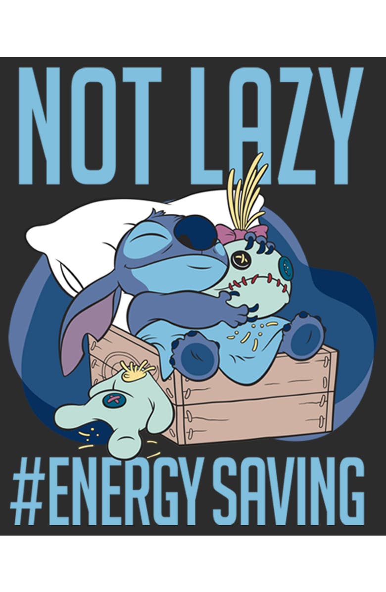 Lilo & Stitch Women's Lilo & Stitch Not Lazy, Saving Energy Graphic T-Shirt, Alternate, color, Black
