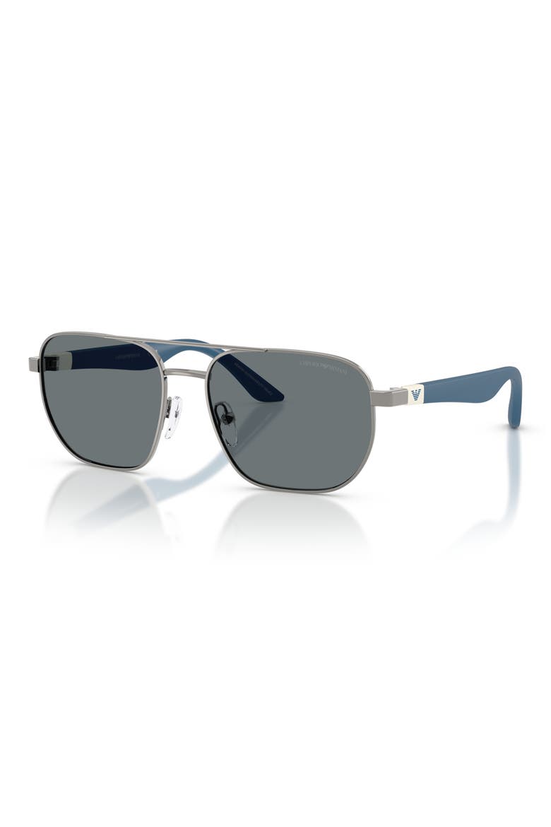 Kids' 51mm Square Sunglasses, Alternate, color, SHINY GUNMETAL / DARK BLUE