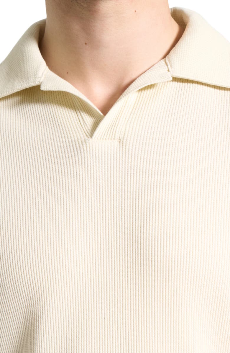 Theory Johnny Collar Ribbed Cotton Polo, Alternate, color, Oat Milk